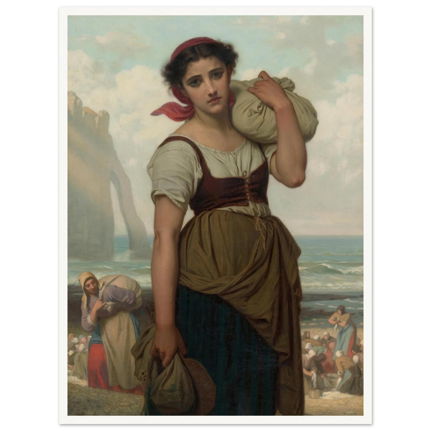 Laveuse D’étretat (1869) Art Print | Hugues Merle - Framed Poster - 30x40 cm / 12x16″ - Black frame