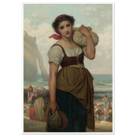 Laveuse D’étretat (1869) Art Print | Hugues Merle - Framed Poster - 30x40 cm / 12x16″ - Black frame