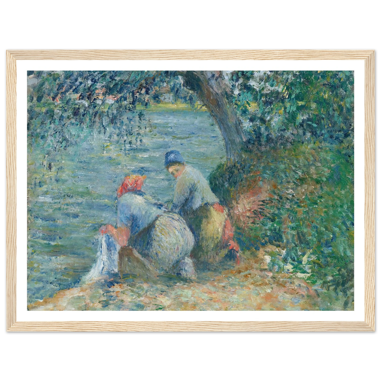 Laveuses au bord de l’eau, Pontoise (1878) Art Print | Camille Pissarro - Framed Poster - 30x40 cm / 12x16″ - Black frame