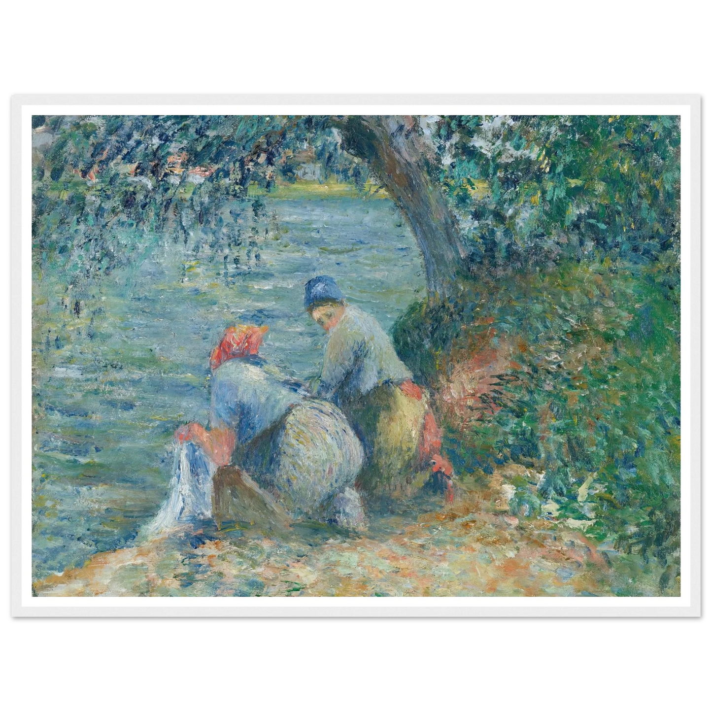 Laveuses au bord de l’eau, Pontoise (1878) Art Print | Camille Pissarro - Framed Poster - 30x40 cm / 12x16″ - Black frame