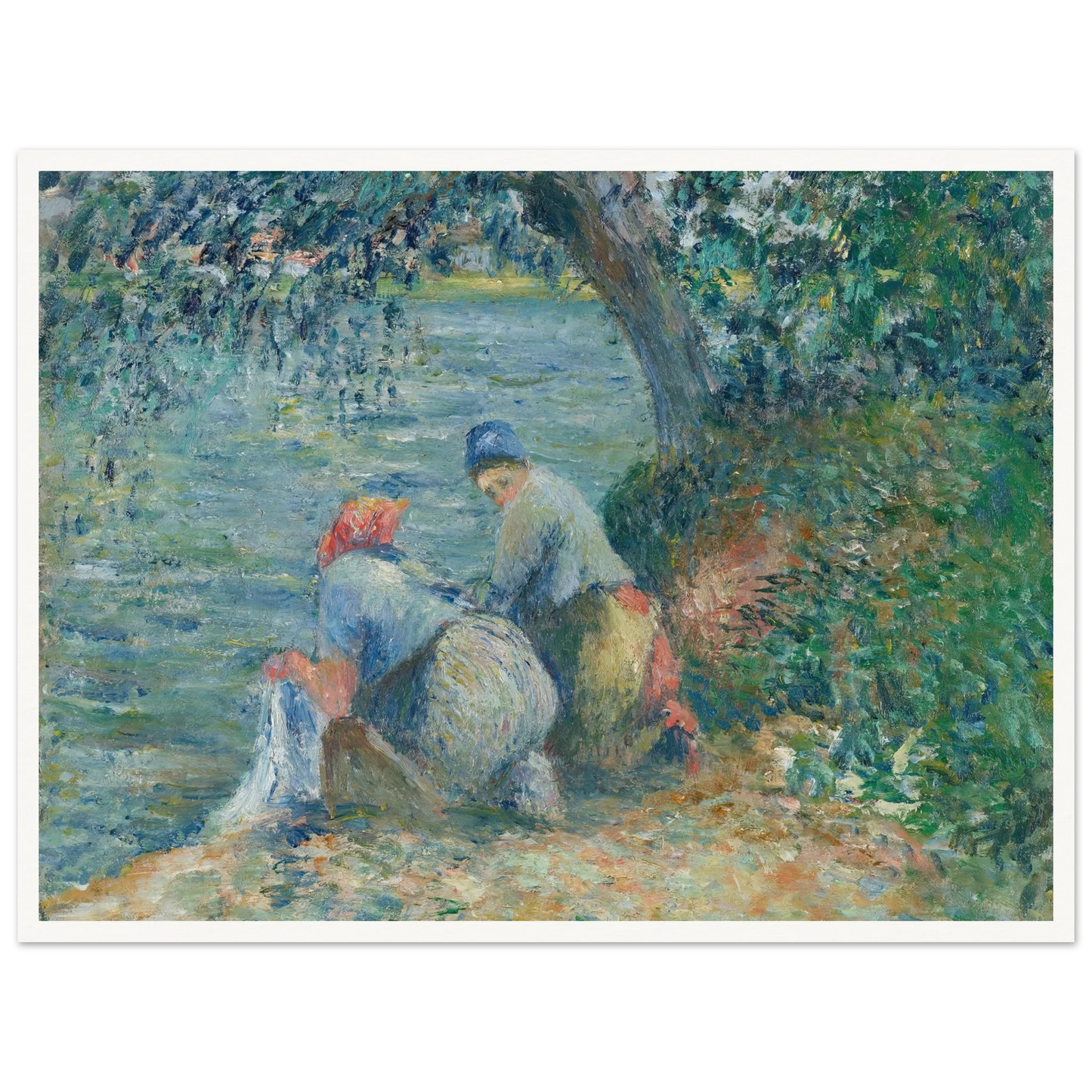 Laveuses au bord de l’eau, Pontoise (1878) Art Print | Camille Pissarro - Framed Poster - 30x40 cm / 12x16″ - Black frame