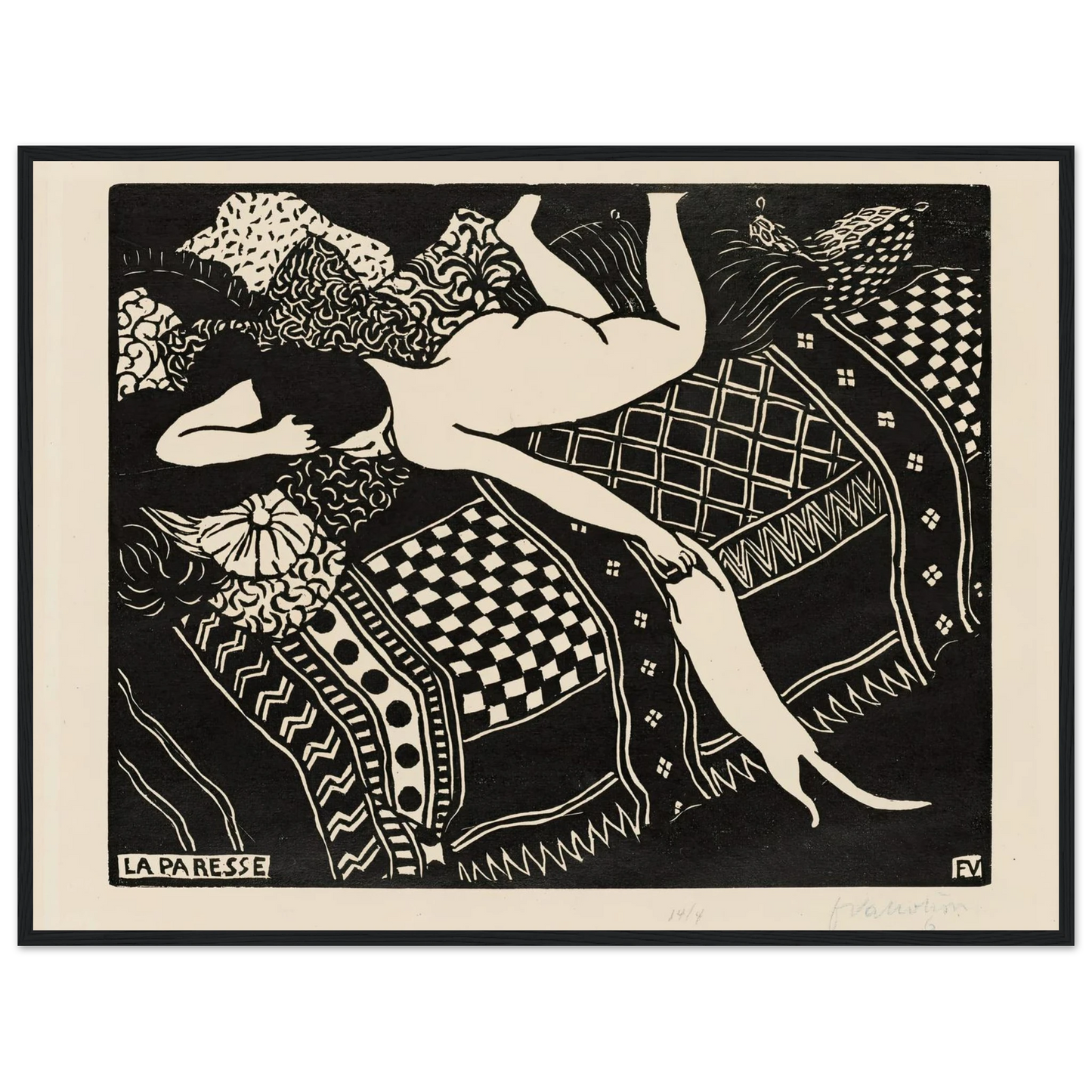 Laziness (1896) Art Print | Felix Vallotton - Framed Poster - 30x40 cm / 12x16″ - Black frame