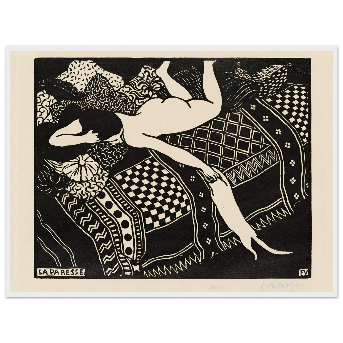 Laziness (1896) Art Print | Felix Vallotton - Framed Poster - 30x40 cm / 12x16″ - Black frame