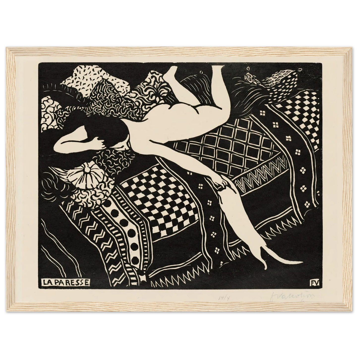 Laziness (1896) Art Print | Felix Vallotton - Framed Poster - 30x40 cm / 12x16″ - Black frame