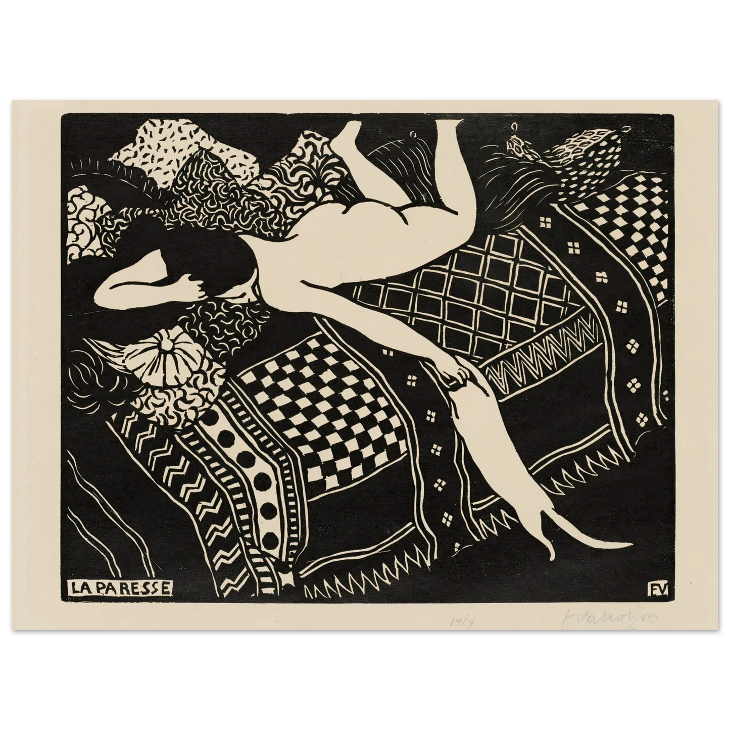 Laziness (1896) Art Print | Felix Vallotton - Framed Poster - 30x40 cm / 12x16″ - Black frame