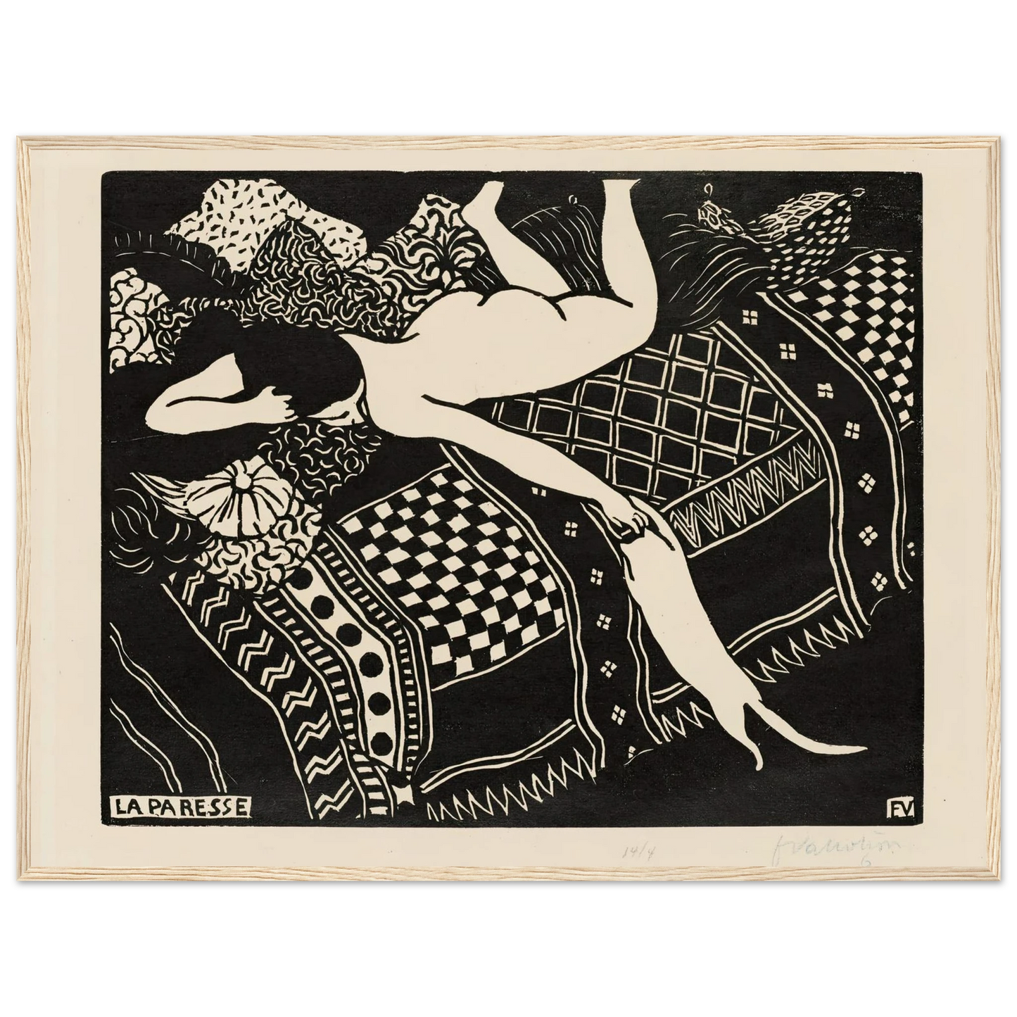 Laziness (1896) Art Print | Felix Vallotton - Framed Poster - 30x40 cm / 12x16″ - Black frame