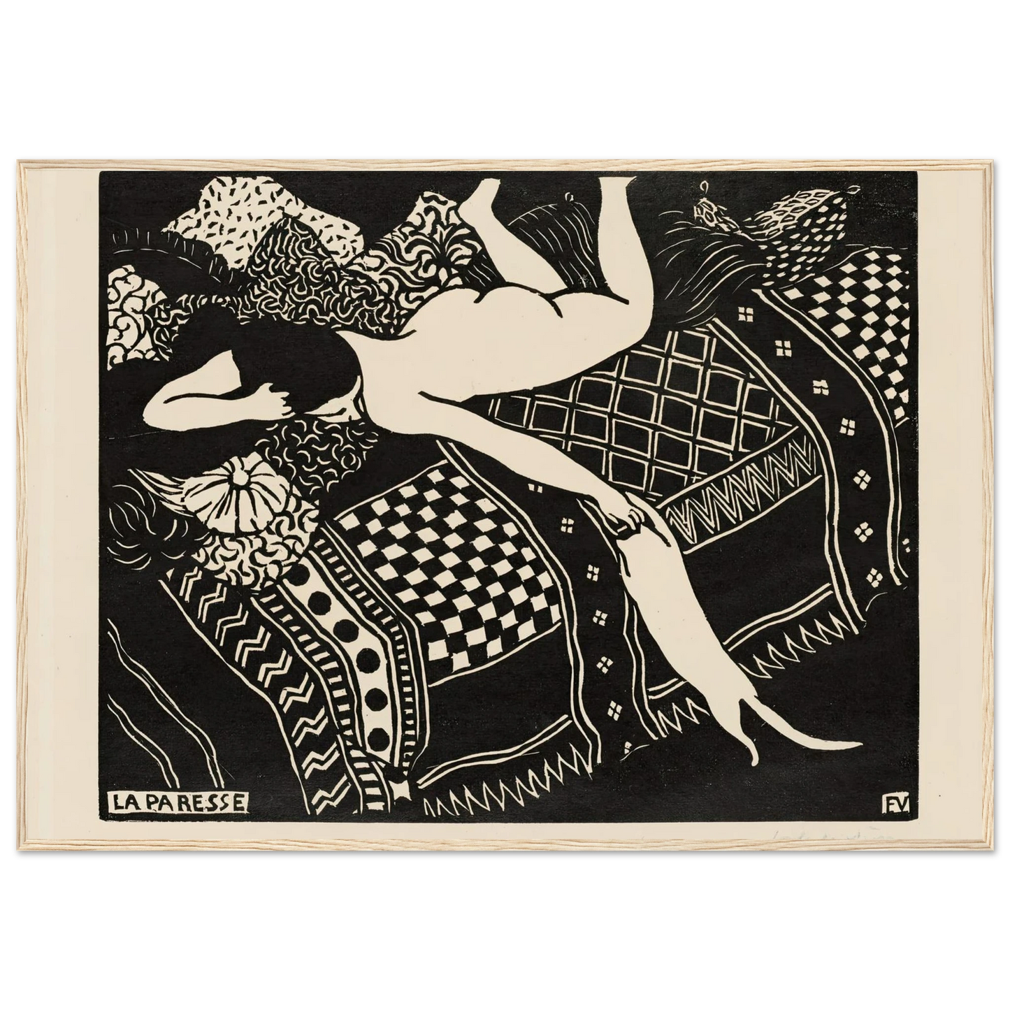 Laziness (1896) Art Print | Felix Vallotton - Framed Poster - 30x40 cm / 12x16″ - Black frame