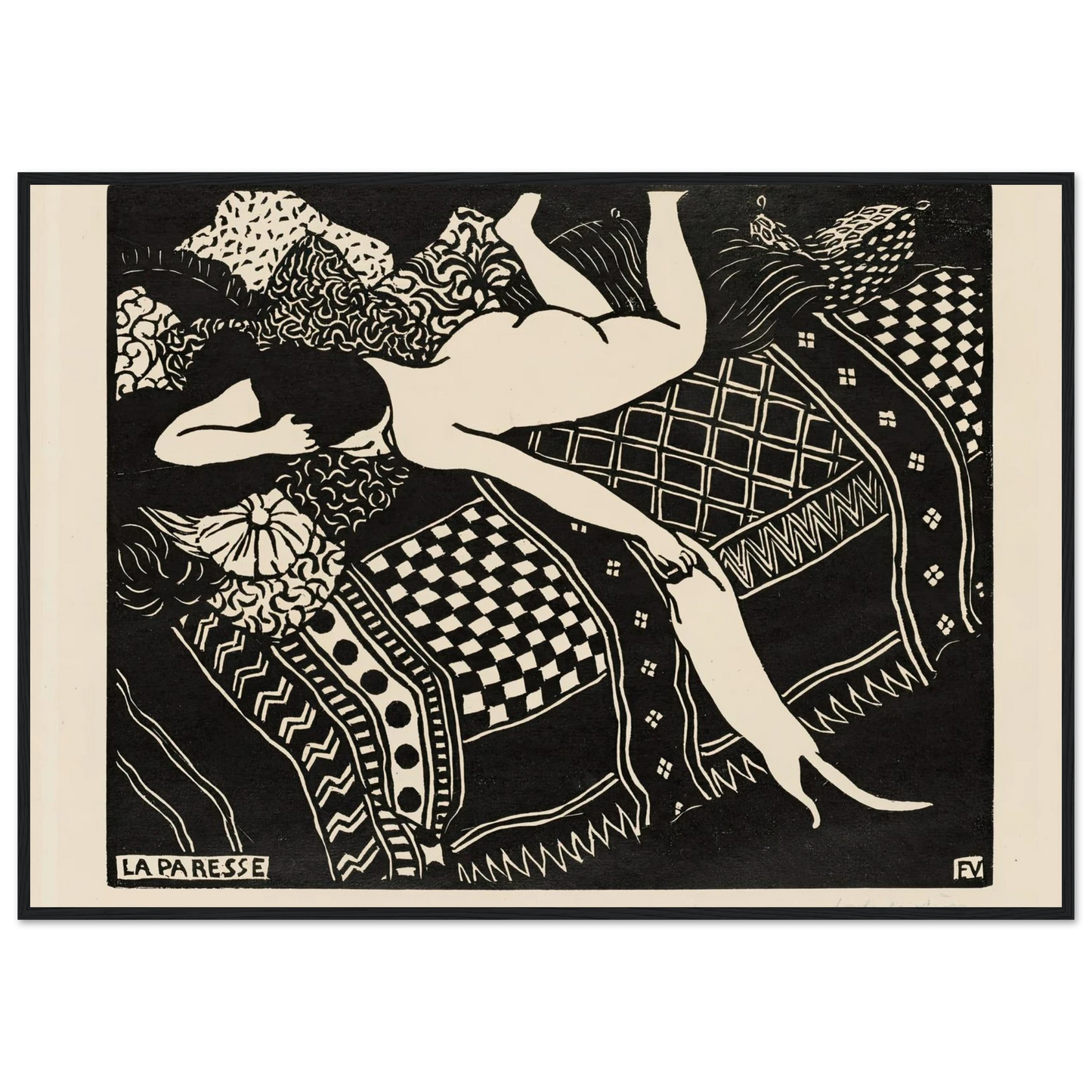Laziness (1896) Art Print | Felix Vallotton - Framed Poster - 30x40 cm / 12x16″ - Black frame