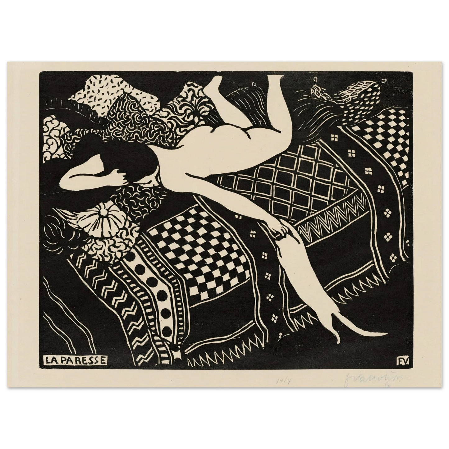 Laziness (1896) Art Print | Felix Vallotton - Framed Poster - 30x40 cm / 12x16″ - Black frame