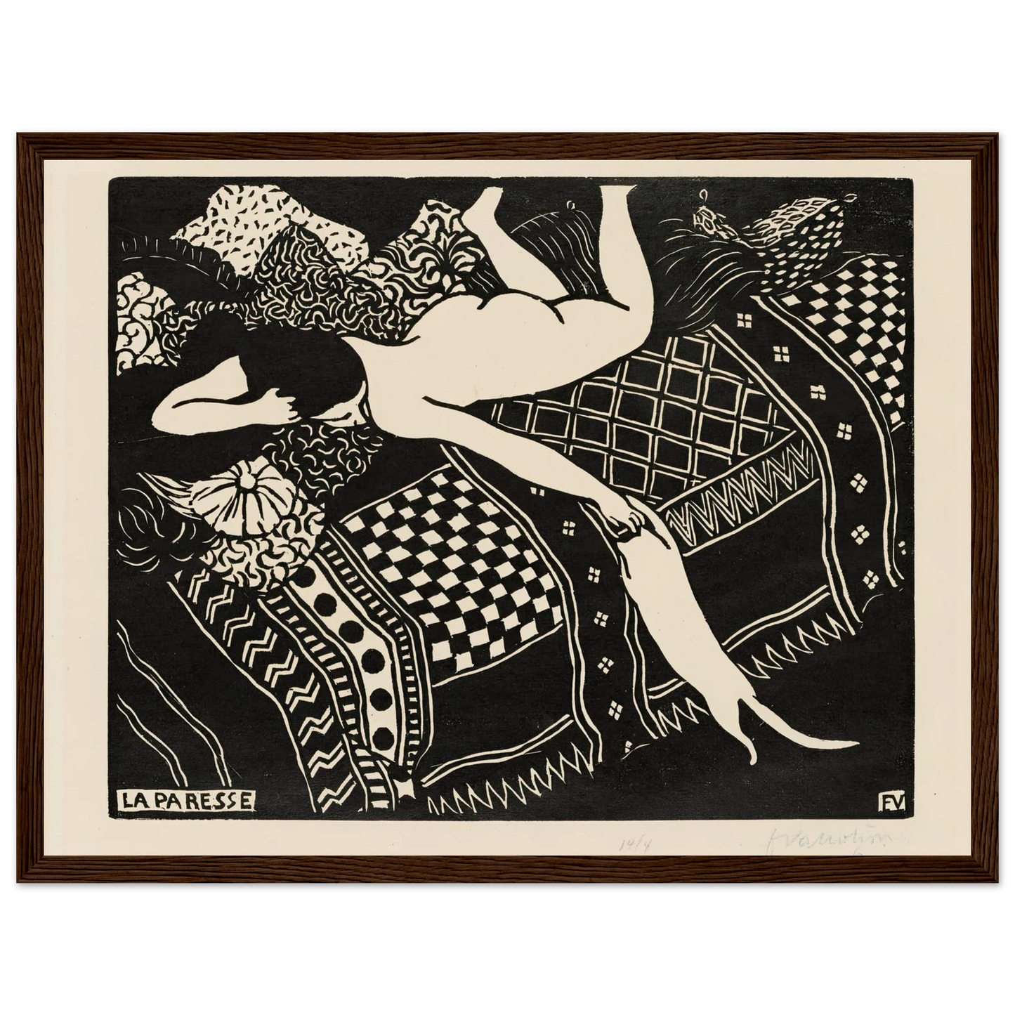 Laziness (1896) Art Print | Felix Vallotton - Framed Poster - 30x40 cm / 12x16″ - Black frame