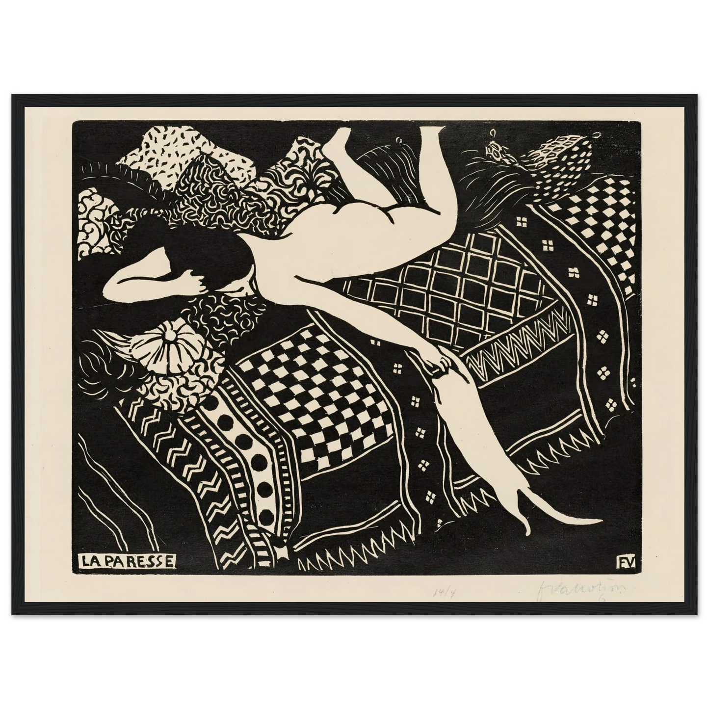 Laziness (1896) Art Print | Felix Vallotton - Framed Poster - 30x40 cm / 12x16″ - Black frame