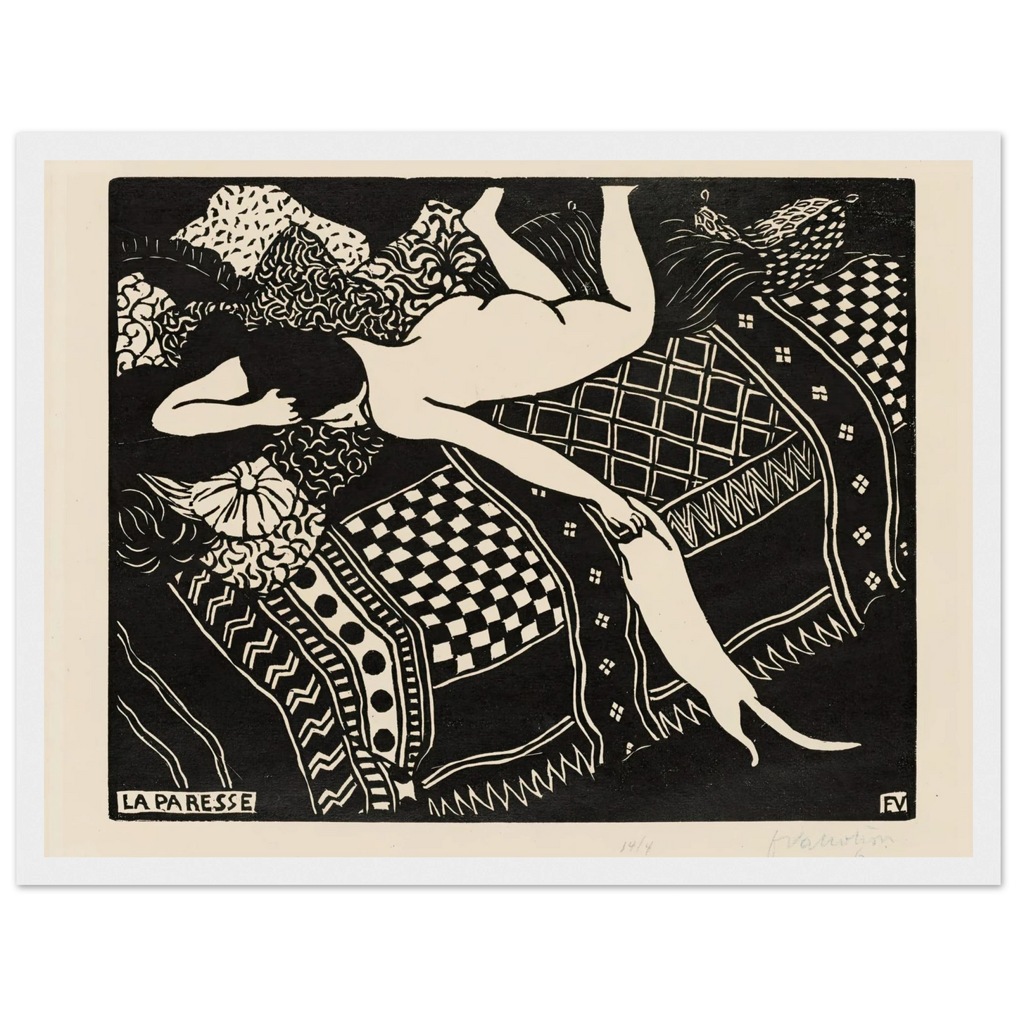 Laziness (1896) Art Print | Felix Vallotton - Framed Poster - 30x40 cm / 12x16″ - Black frame