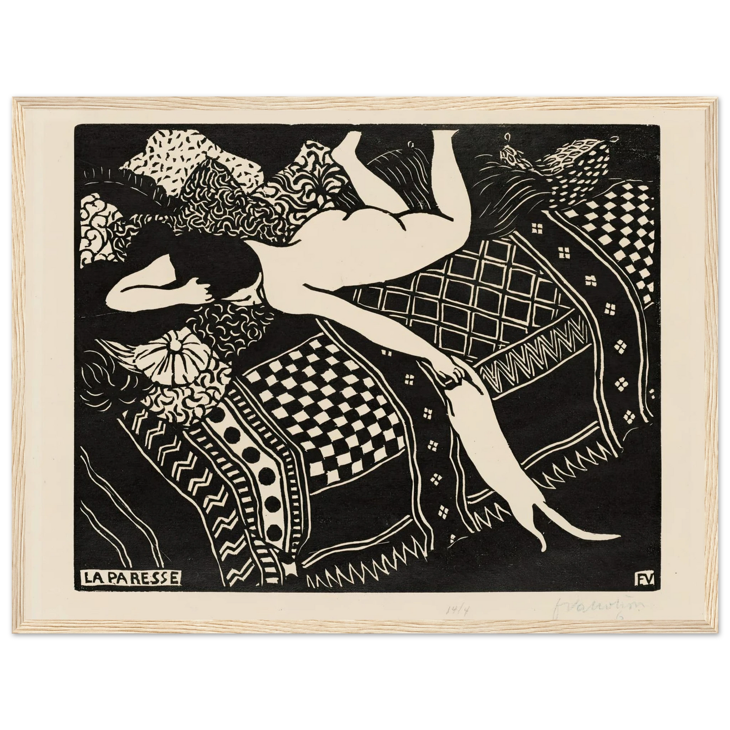 Laziness (1896) Art Print | Felix Vallotton - Framed Poster - 30x40 cm / 12x16″ - Black frame