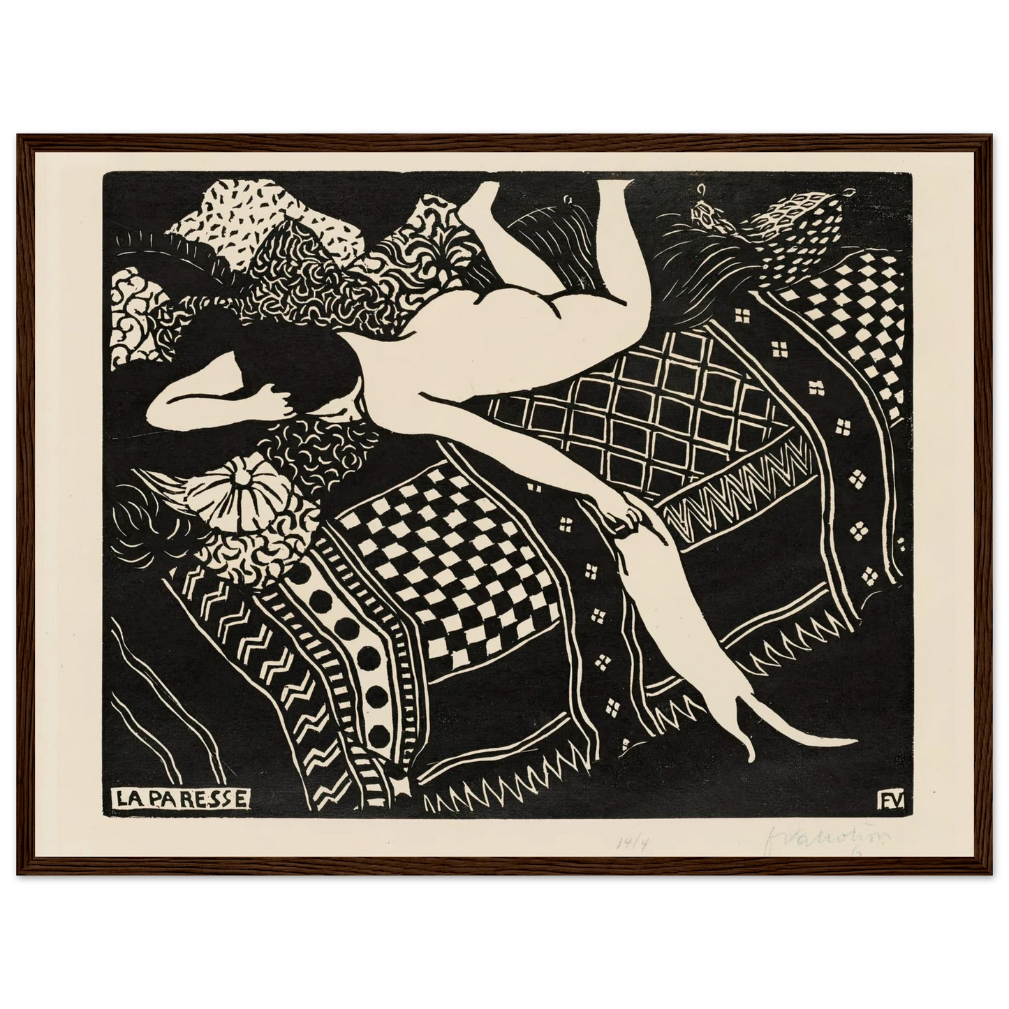 Laziness (1896) Art Print | Felix Vallotton - Framed Poster - 30x40 cm / 12x16″ - Black frame