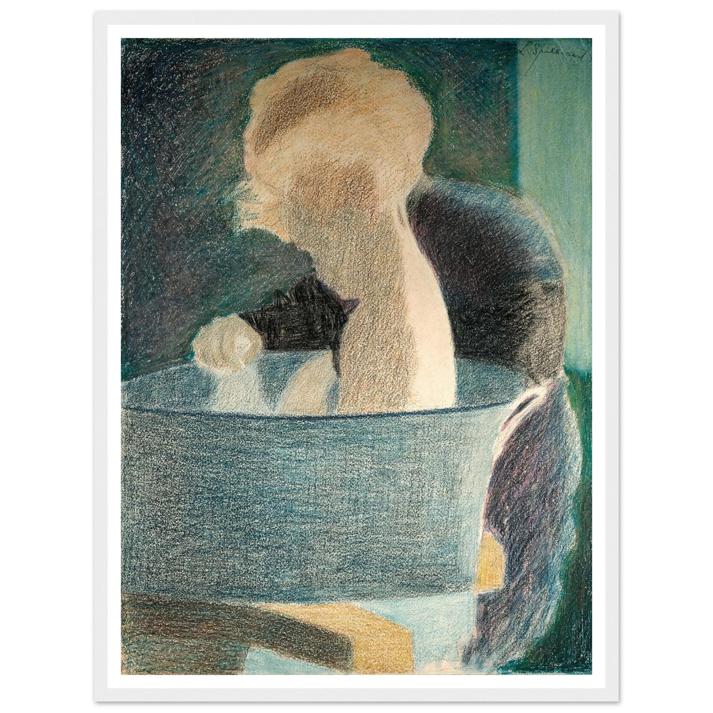 Le Bain (1917) Art Print | Leon Spilliaert - Framed Poster - 30x40 cm / 12x16″ - Black frame