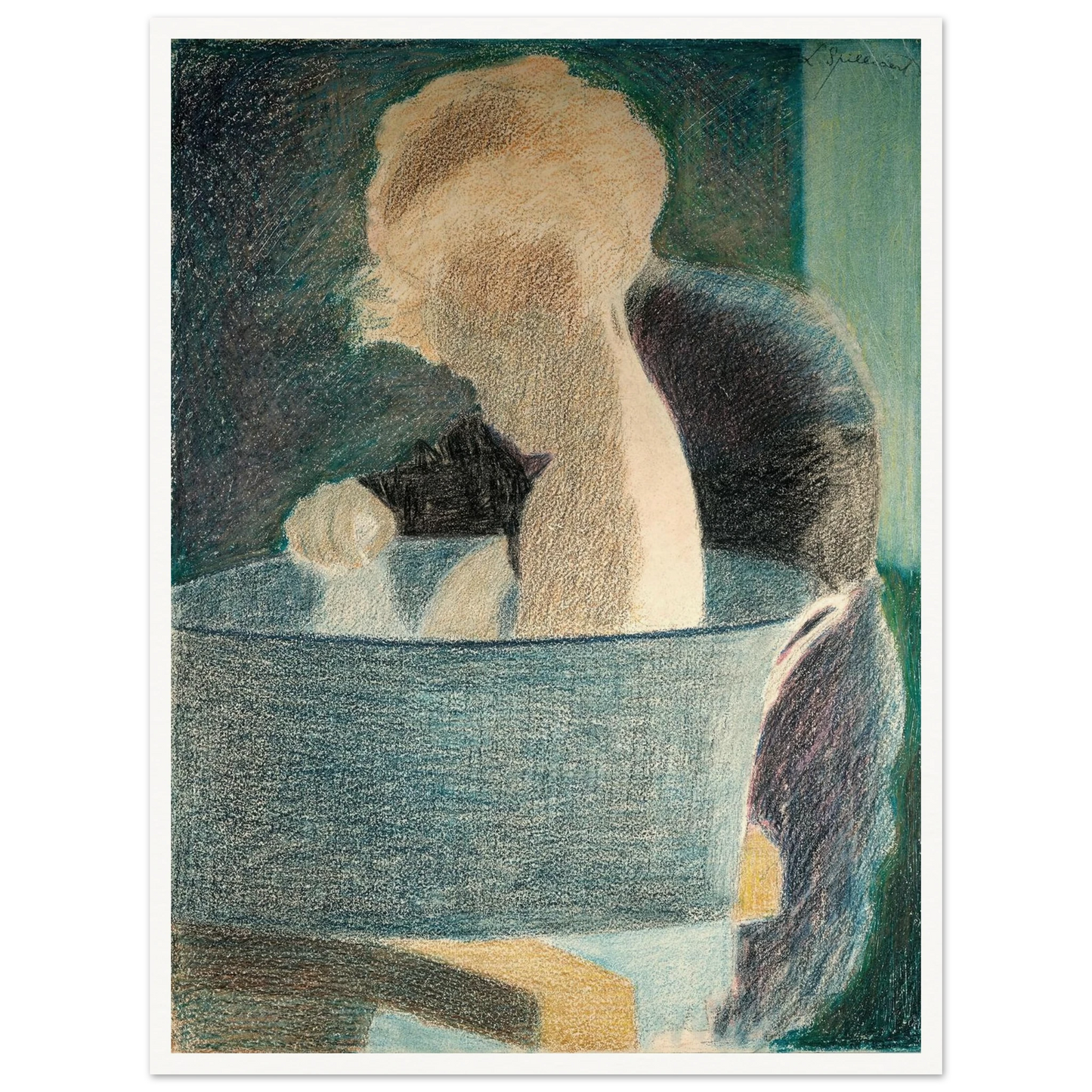 Le Bain (1917) Art Print | Leon Spilliaert - Framed Poster - 30x40 cm / 12x16″ - Black frame