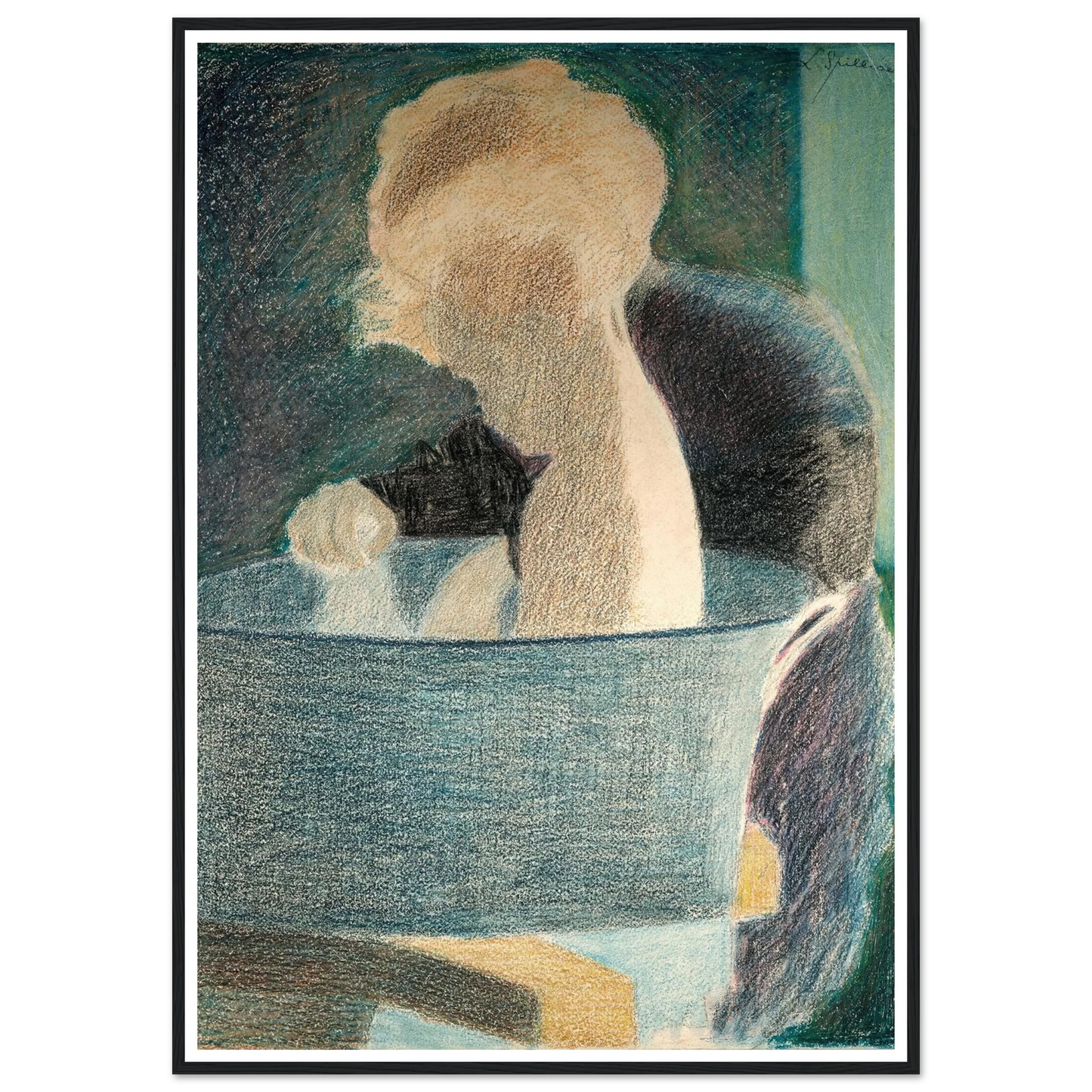 Le Bain (1917) Art Print | Leon Spilliaert - Framed Poster - 30x40 cm / 12x16″ - Black frame