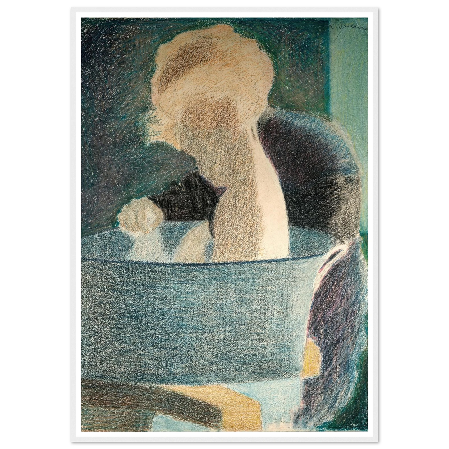 Le Bain (1917) Art Print | Leon Spilliaert - Framed Poster - 30x40 cm / 12x16″ - Black frame