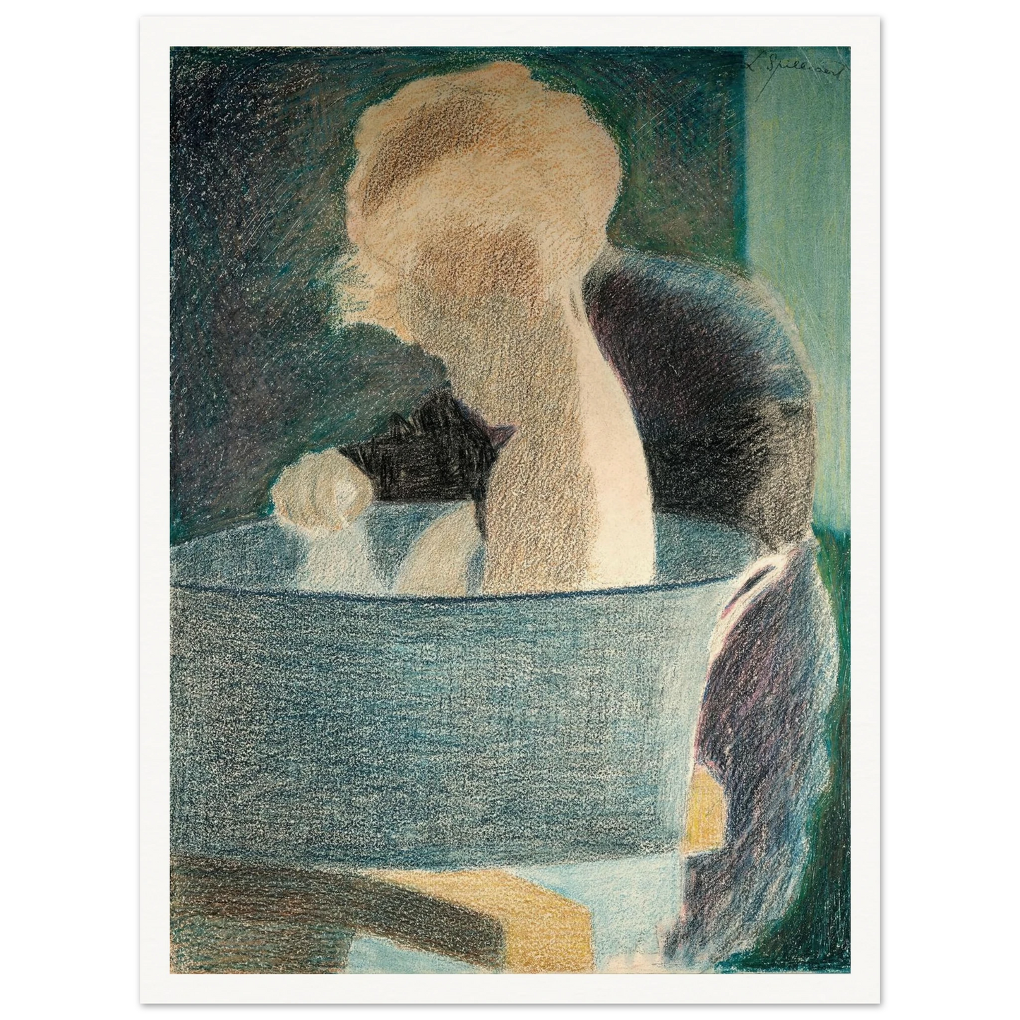 Le Bain (1917) Art Print | Leon Spilliaert - Framed Poster - 30x40 cm / 12x16″ - Black frame