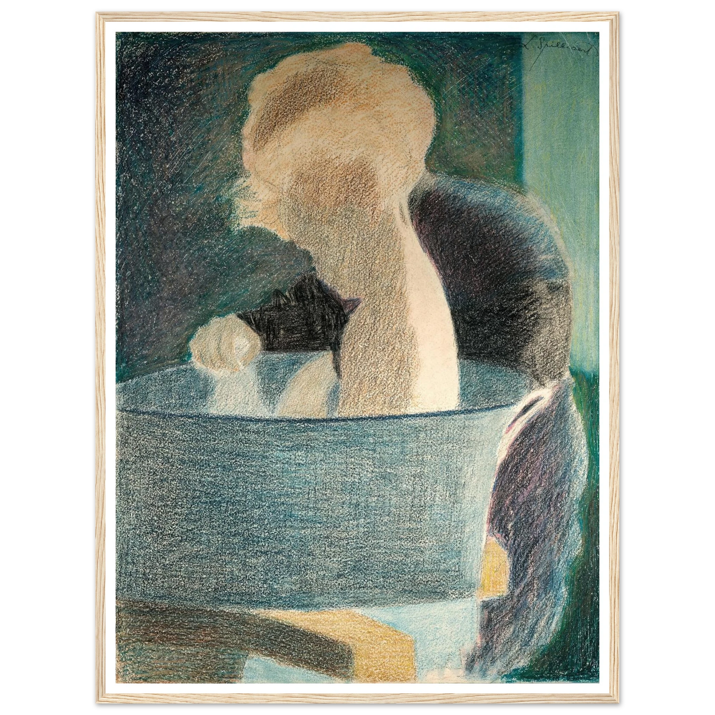 Le Bain (1917) Art Print | Leon Spilliaert - Framed Poster - 30x40 cm / 12x16″ - Black frame