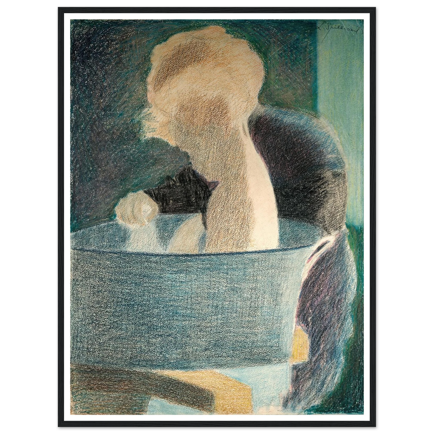 Le Bain (1917) Art Print | Leon Spilliaert - Framed Poster - 30x40 cm / 12x16″ - Black frame