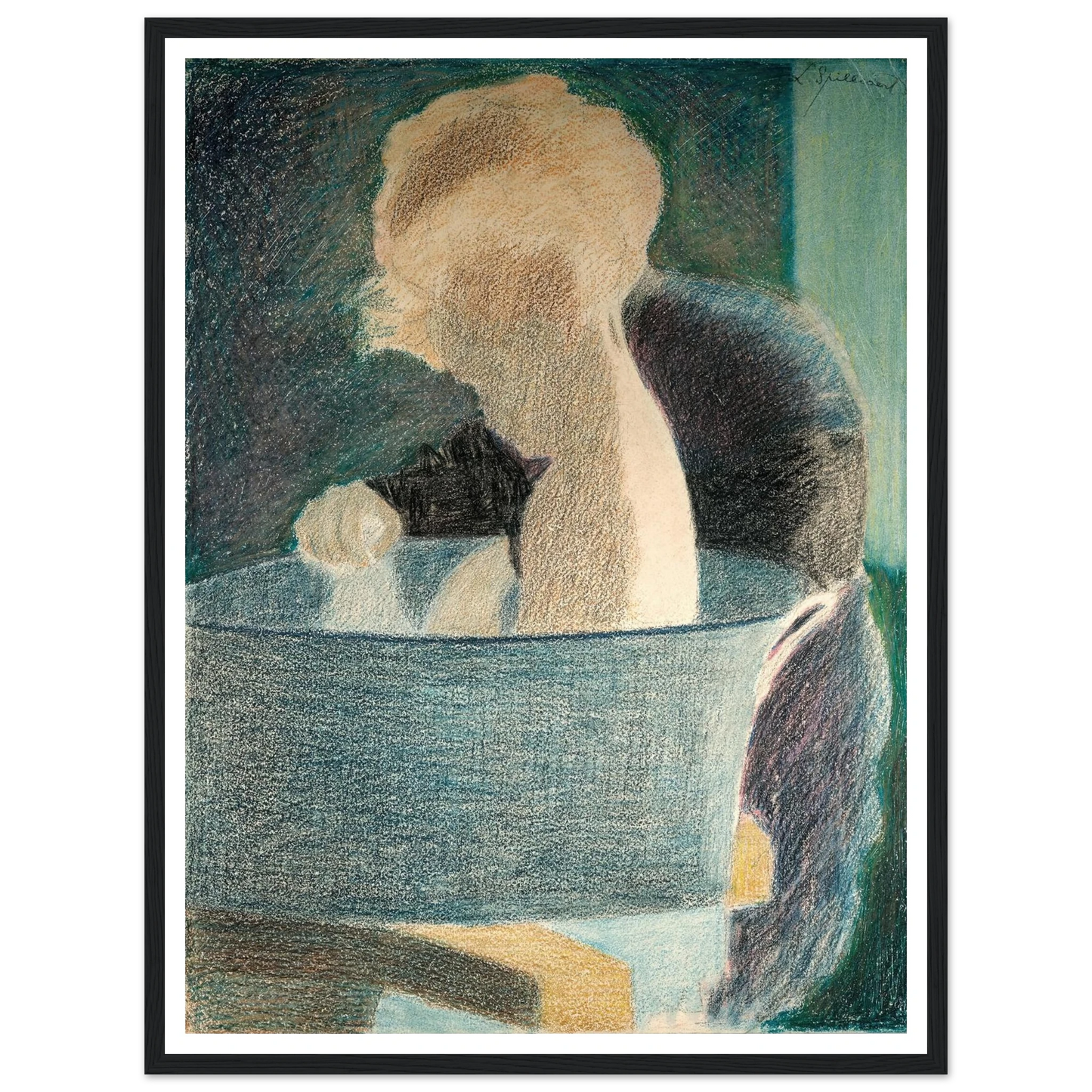 Le Bain (1917) Art Print | Leon Spilliaert - Framed Poster - 30x40 cm / 12x16″ - Black frame