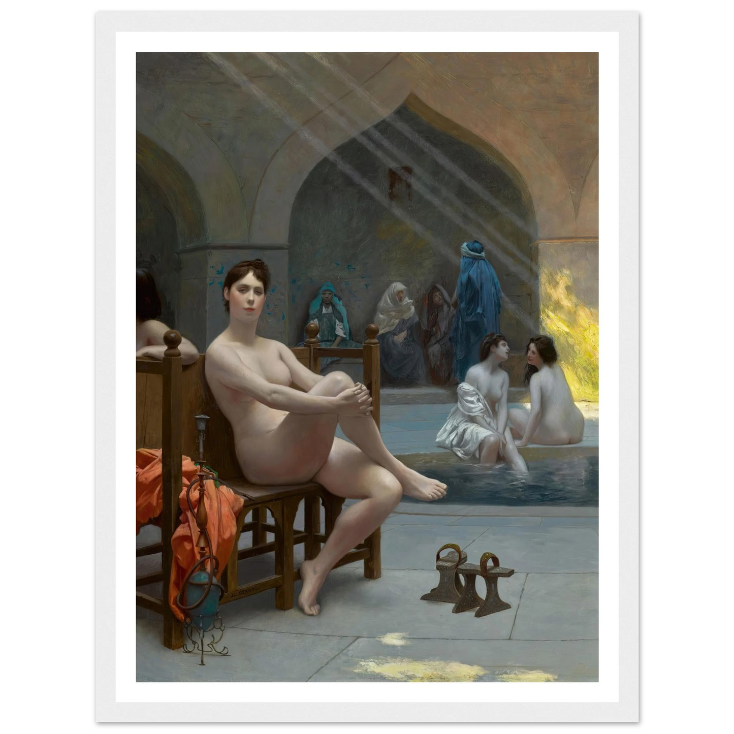 Le Bain des femmes Art Print | Jean Leon Gerome - Framed Poster - 30x40 cm / 12x16″ - Black frame