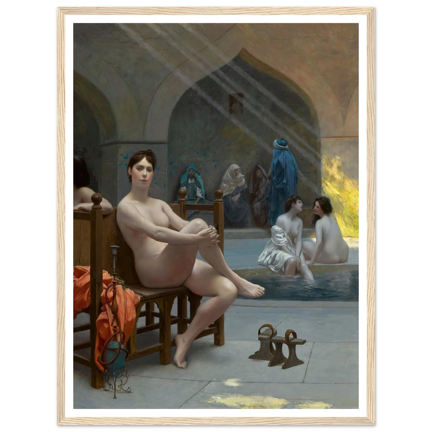 Le Bain des femmes Art Print | Jean Leon Gerome - Framed Poster - 30x40 cm / 12x16″ - Black frame