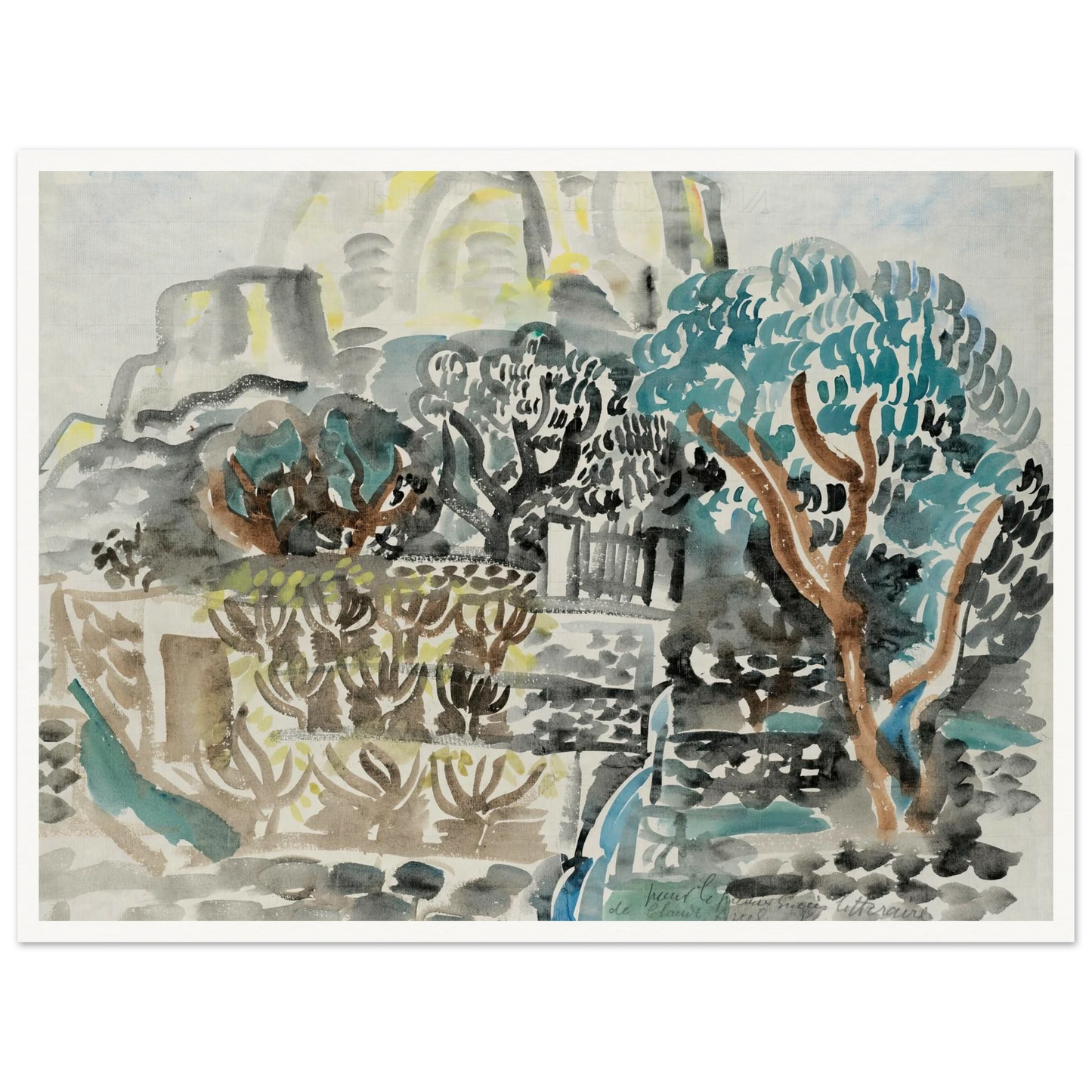 Le Baou de Saint-Jeannet (1921) Art Print | Raoul Dufy - Framed Poster - 30x40 cm / 12x16″ - Black frame