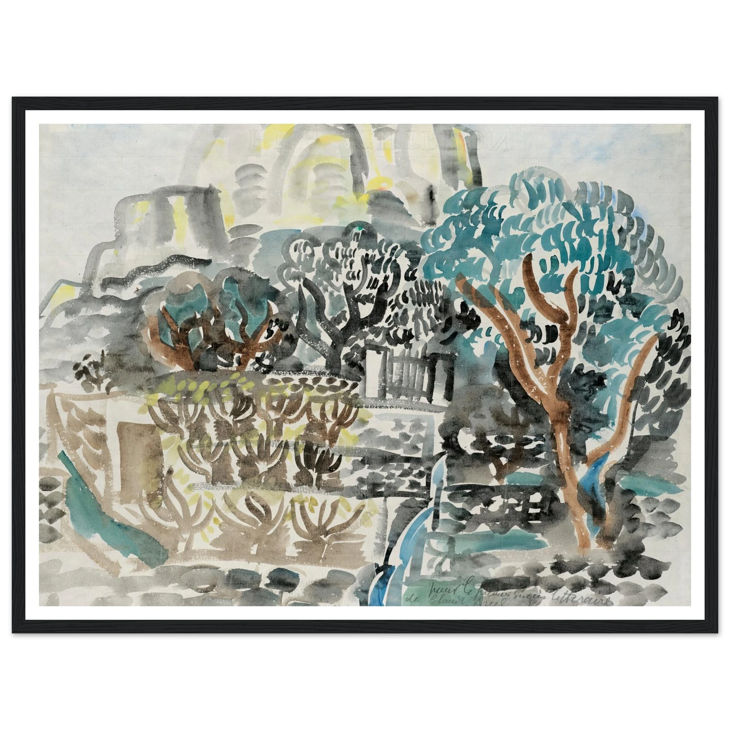Le Baou de Saint-Jeannet (1921) Art Print | Raoul Dufy - Framed Poster - 30x40 cm / 12x16″ - Black frame