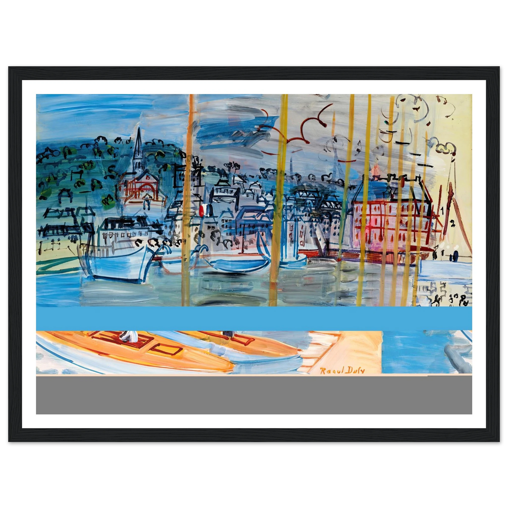 Le bassin de Deauville (1938) Art Print | Raoul Dufy - Framed Poster - 30x40 cm / 12x16″ - Black frame