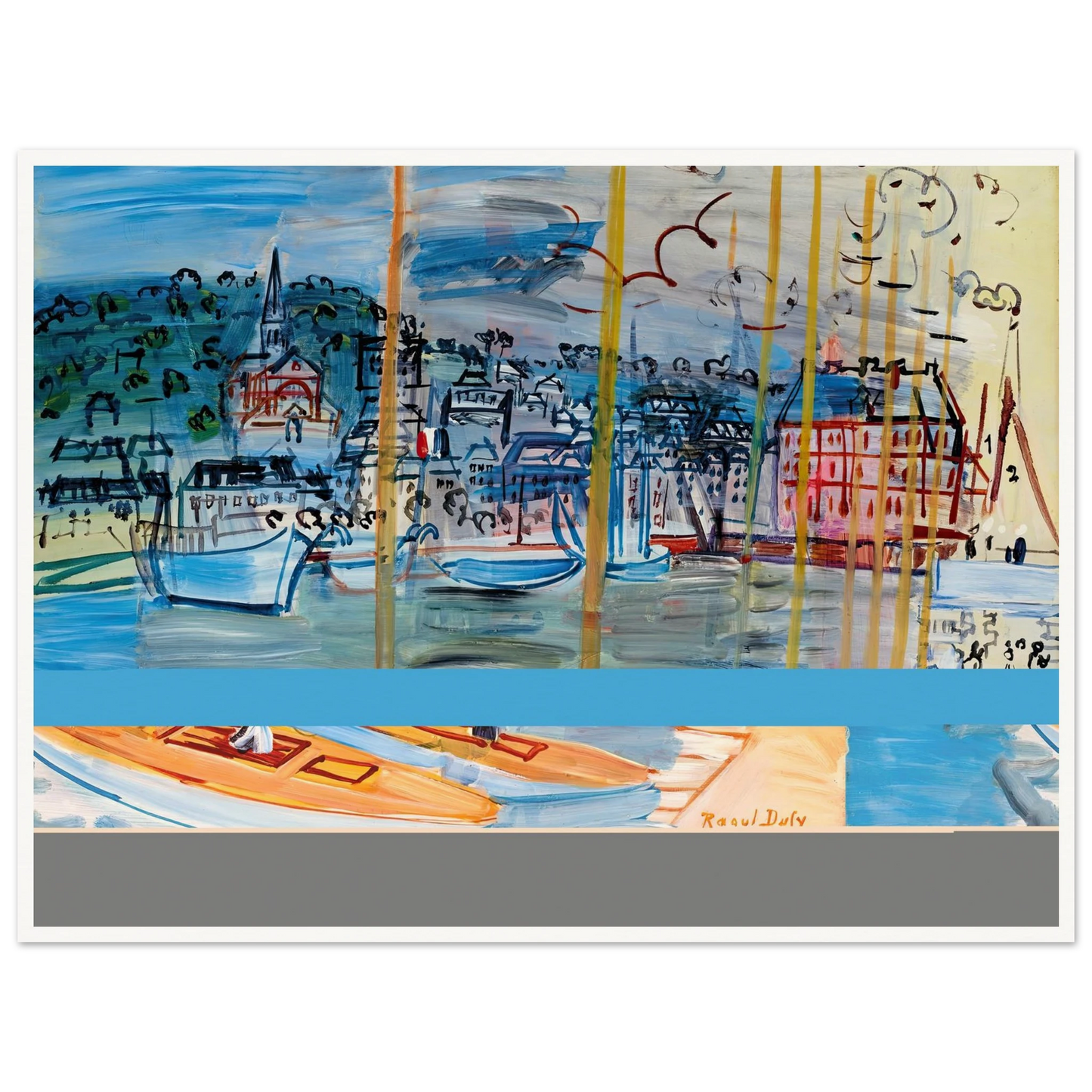 Le bassin de Deauville (1938) Art Print | Raoul Dufy - Framed Poster - 30x40 cm / 12x16″ - Black frame