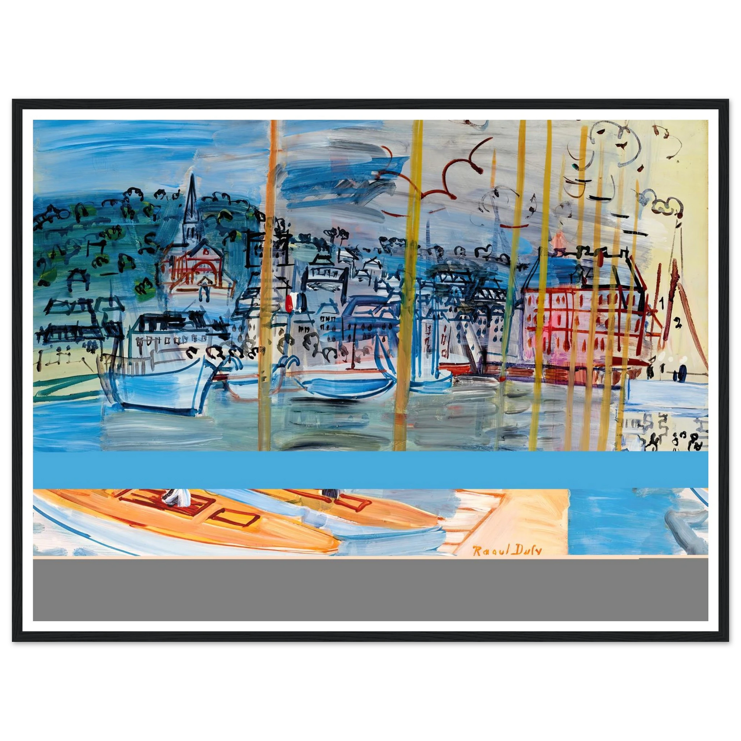Le bassin de Deauville (1938) Art Print | Raoul Dufy - Framed Poster - 30x40 cm / 12x16″ - Black frame