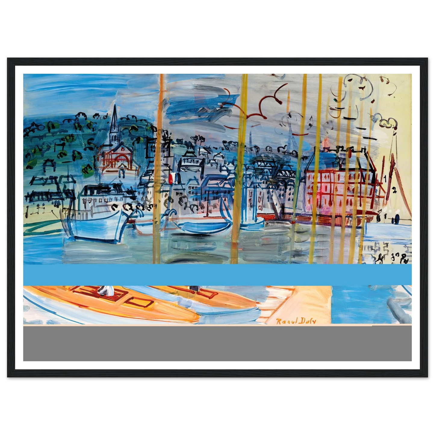 Le bassin de Deauville (1938) Art Print | Raoul Dufy - Framed Poster - 30x40 cm / 12x16″ - Black frame