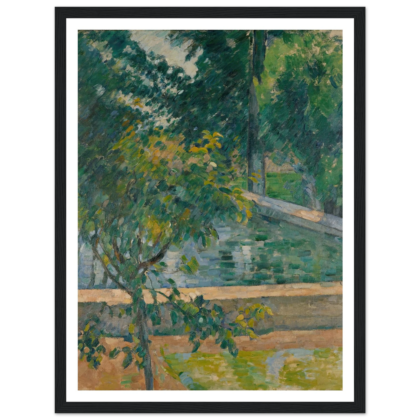 Le bassin du Jas de Bouffan (The Pool at Jas de Bouffan) (circa 1878) Art Print | Paul Cezanne - Framed Poster - 30x40 cm / 12x16″ - Black frame