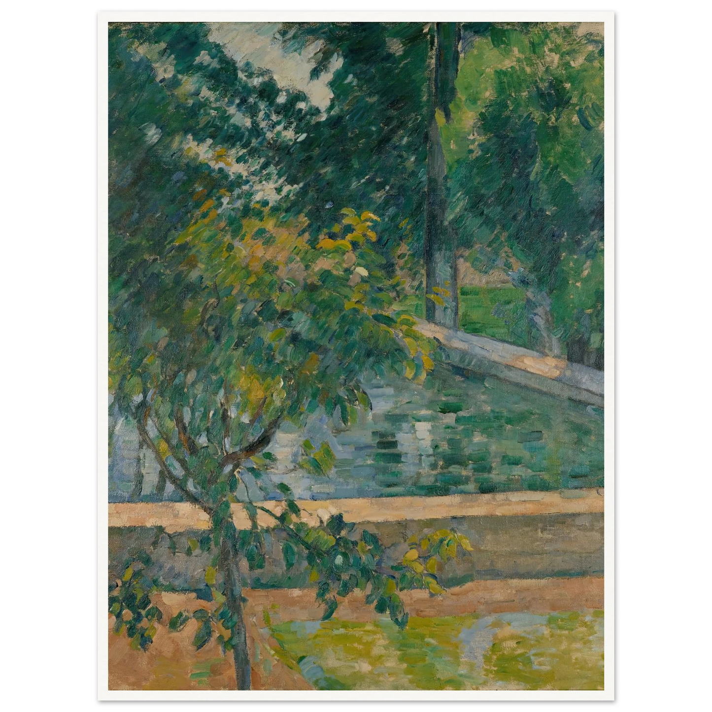 Le bassin du Jas de Bouffan (The Pool at Jas de Bouffan) (circa 1878) Art Print | Paul Cezanne - Framed Poster - 30x40 cm / 12x16″ - Black frame