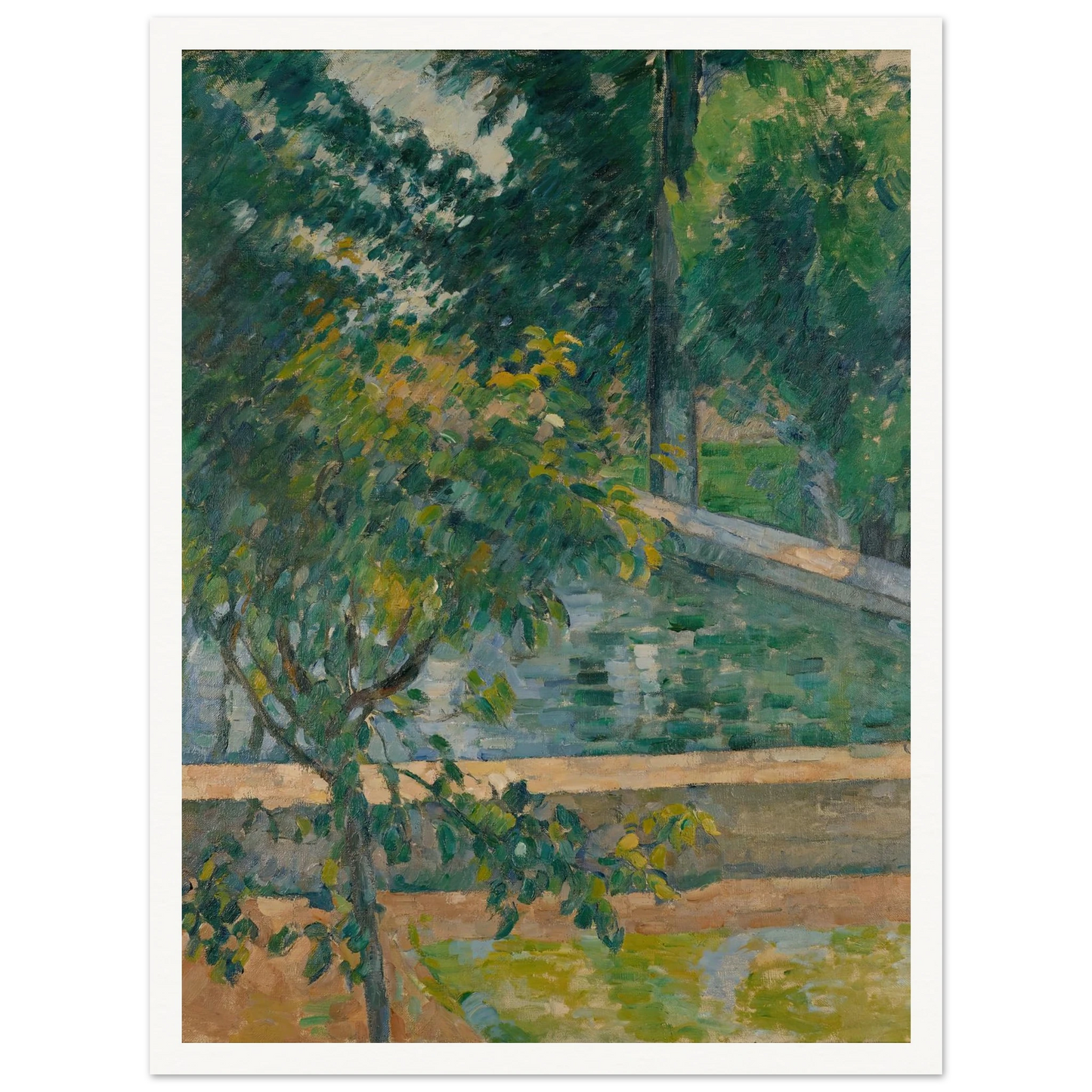Le bassin du Jas de Bouffan (The Pool at Jas de Bouffan) (circa 1878) Art Print | Paul Cezanne - Framed Poster - 30x40 cm / 12x16″ - Black frame