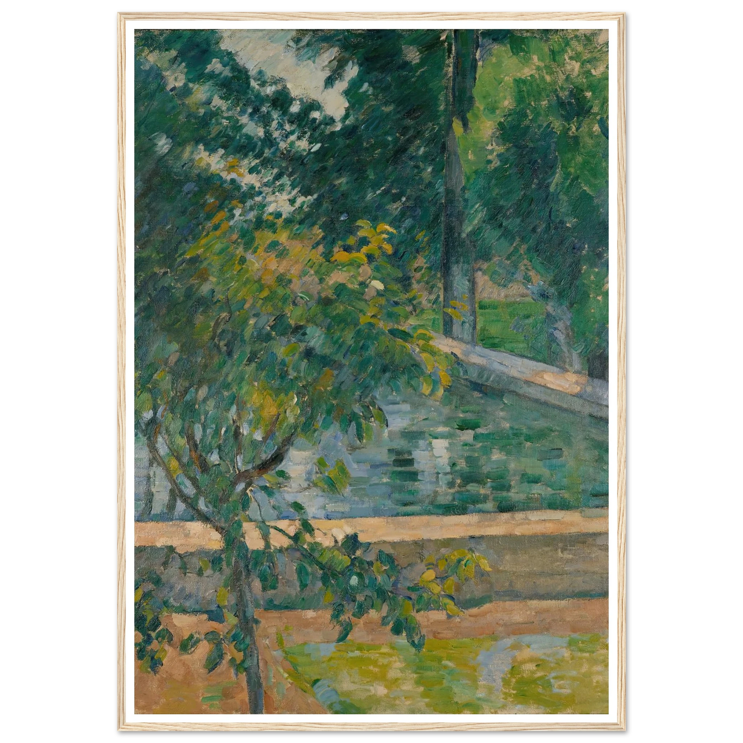 Le bassin du Jas de Bouffan (The Pool at Jas de Bouffan) (circa 1878) Art Print | Paul Cezanne - Framed Poster - 30x40 cm / 12x16″ - Black frame