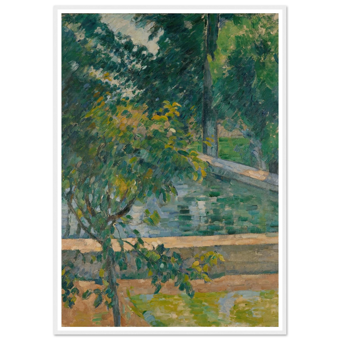 Le bassin du Jas de Bouffan (The Pool at Jas de Bouffan) (circa 1878) Art Print | Paul Cezanne - Framed Poster - 30x40 cm / 12x16″ - Black frame