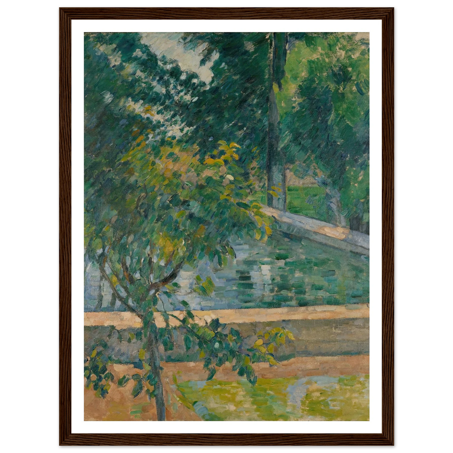 Le bassin du Jas de Bouffan (The Pool at Jas de Bouffan) (circa 1878) Art Print | Paul Cezanne - Framed Poster - 30x40 cm / 12x16″ - Black frame