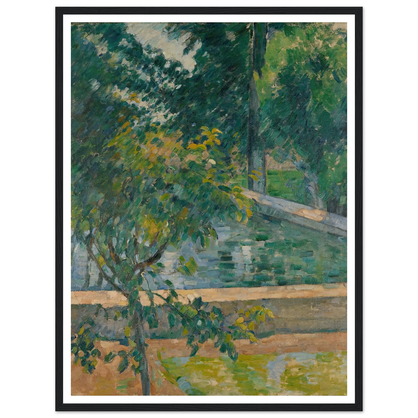 Le bassin du Jas de Bouffan (The Pool at Jas de Bouffan) (circa 1878) Art Print | Paul Cezanne - Framed Poster - 30x40 cm / 12x16″ - Black frame