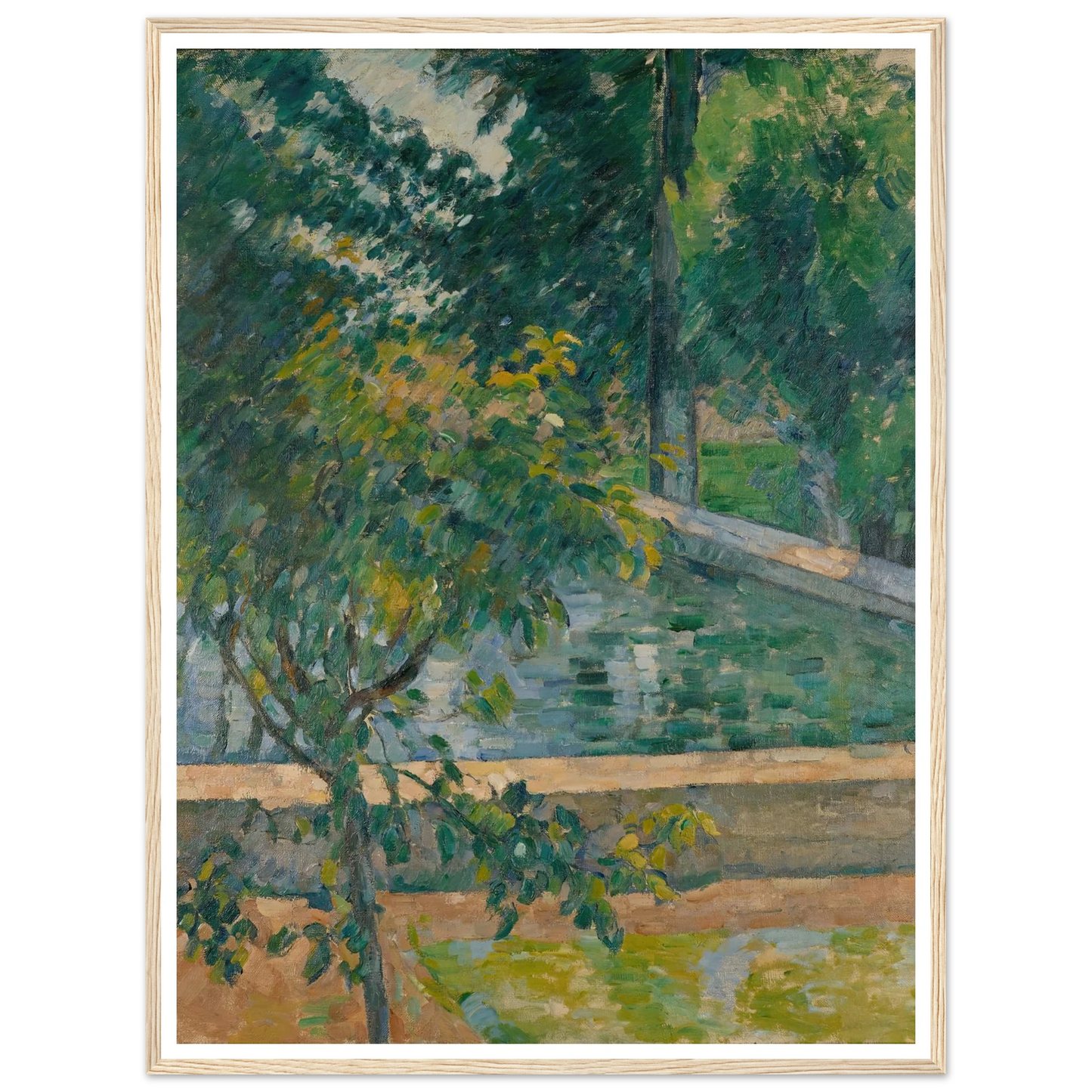 Le bassin du Jas de Bouffan (The Pool at Jas de Bouffan) (circa 1878) Art Print | Paul Cezanne - Framed Poster - 30x40 cm / 12x16″ - Black frame