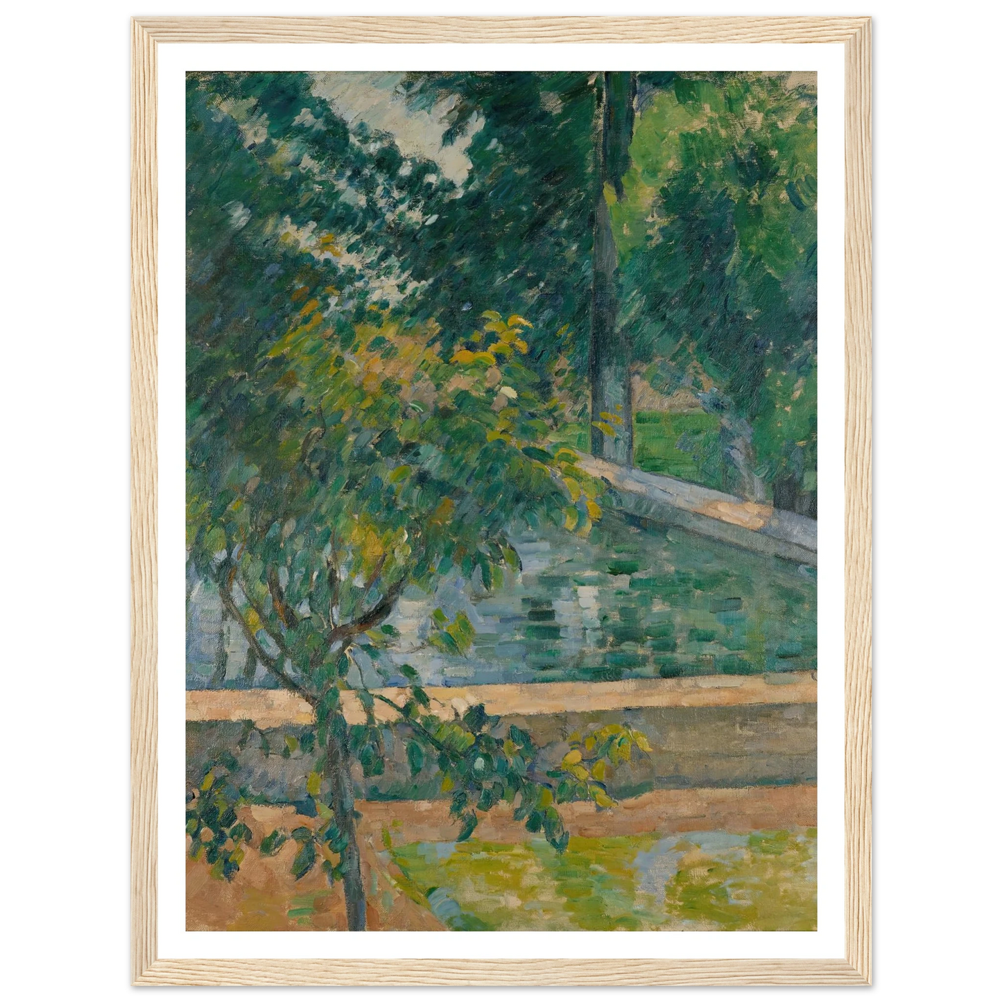 Le bassin du Jas de Bouffan (The Pool at Jas de Bouffan) (circa 1878) Art Print | Paul Cezanne - Framed Poster - 30x40 cm / 12x16″ - Black frame