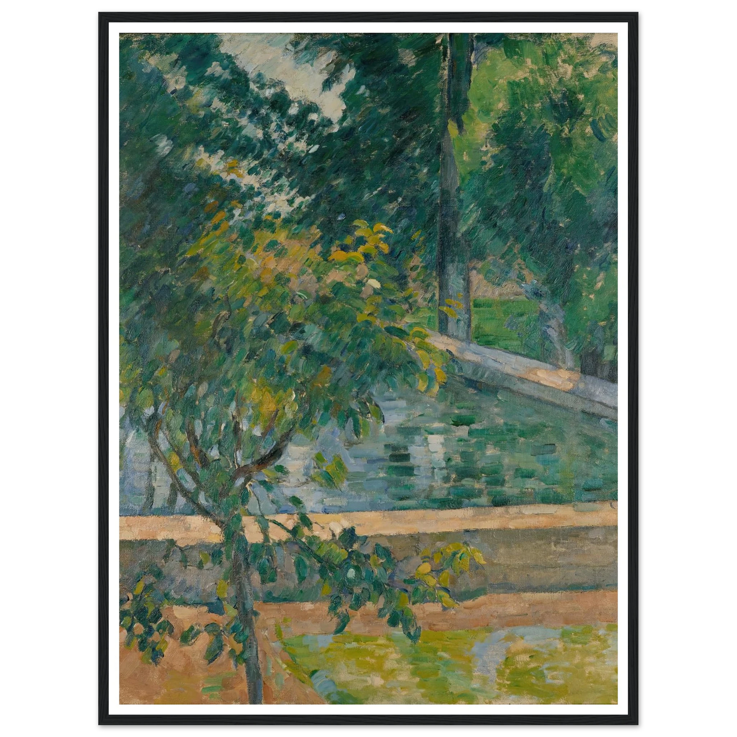 Le bassin du Jas de Bouffan (The Pool at Jas de Bouffan) (circa 1878) Art Print | Paul Cezanne - Framed Poster - 30x40 cm / 12x16″ - Black frame