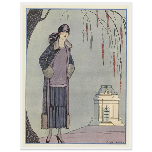 Le Belvédère ; Robe-Manteau, de Worth (1924) Art Print | George Barbier - Framed Poster - 30x40 cm / 12x16″ - Black frame