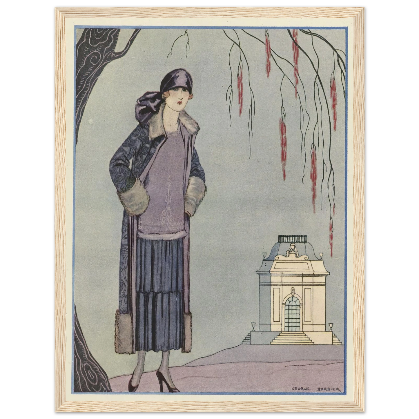 Le Belvédère ; Robe-Manteau, de Worth (1924) Art Print | George Barbier - Framed Poster - 30x40 cm / 12x16″ - Black frame