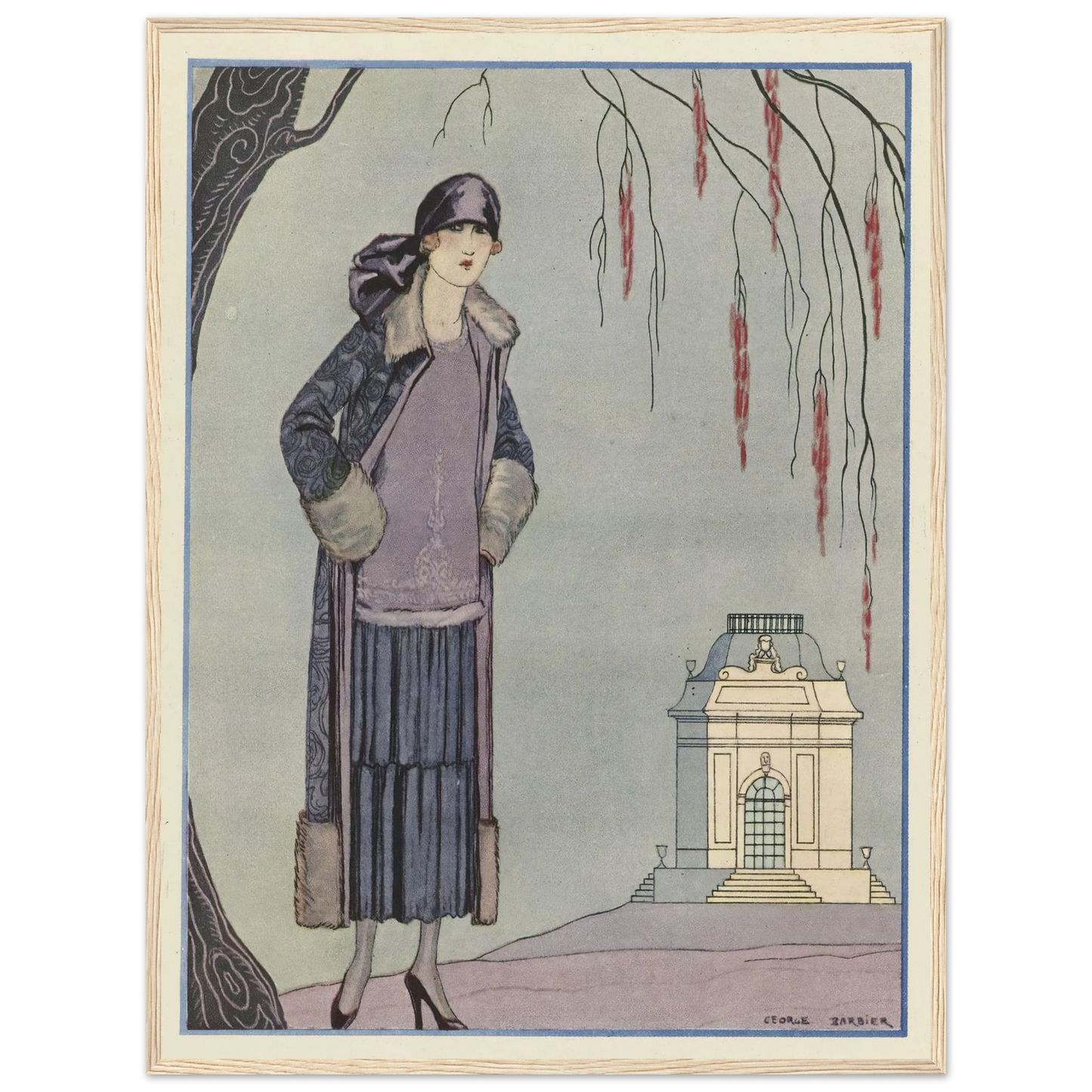 Le Belvédère ; Robe-Manteau, de Worth (1924) Art Print | George Barbier - Framed Poster - 30x40 cm / 12x16″ - Black frame