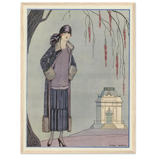 Le Belvédère ; Robe-Manteau, de Worth (1924) Art Print | George Barbier - Framed Poster - 30x40 cm / 12x16″ - Black frame