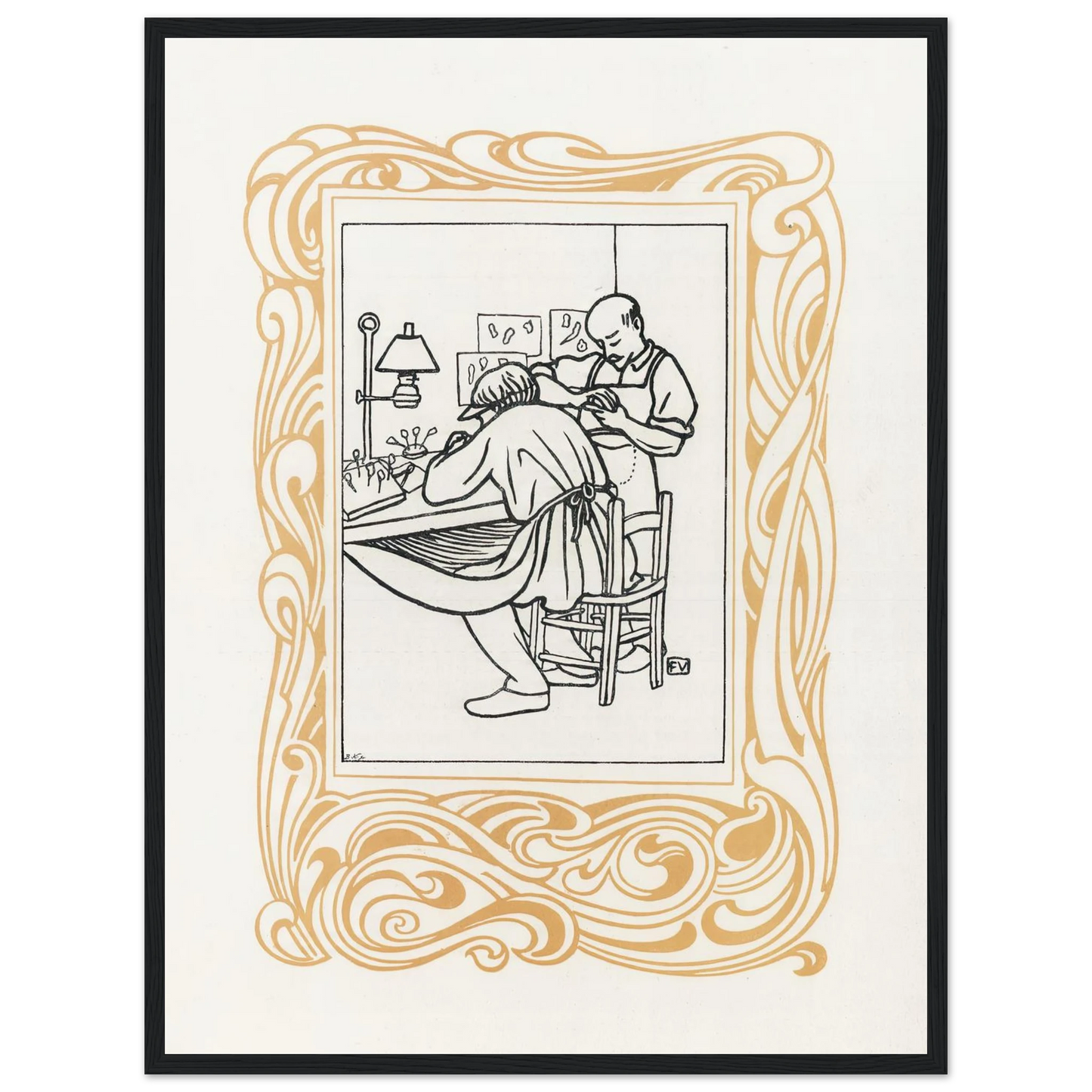 Le Bijou (1901) Art Print | Felix Vallotton - Framed Poster - 30x40 cm / 12x16″ - Black frame