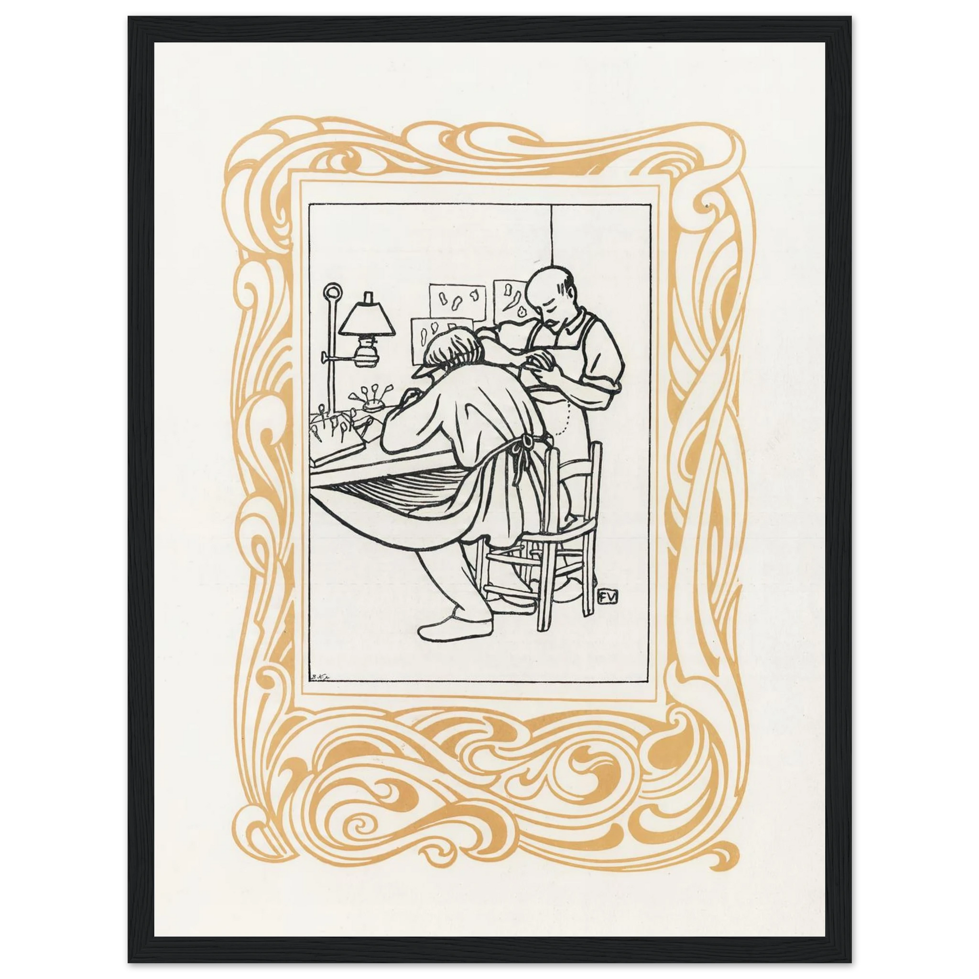 Le Bijou (1901) Art Print | Felix Vallotton - Framed Poster - 30x40 cm / 12x16″ - Black frame